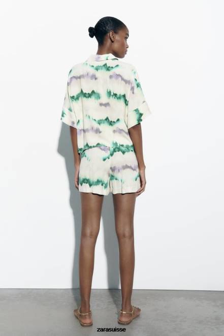 Zara vêtements P66V406 femmes chemise tie-dye multicolore