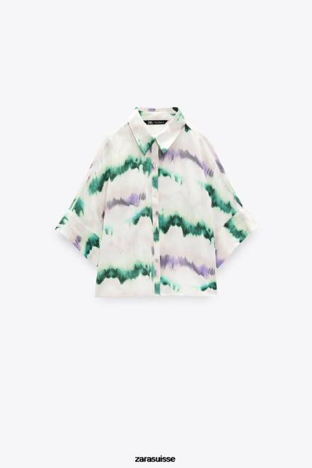 Zara vêtements P66V406 femmes chemise tie-dye multicolore