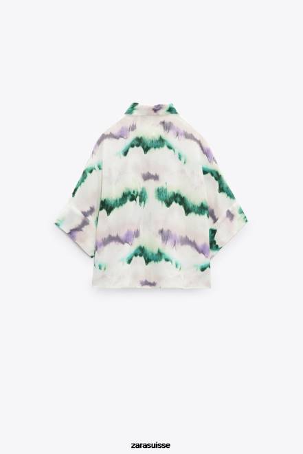 Zara vêtements P66V406 femmes chemise tie-dye multicolore
