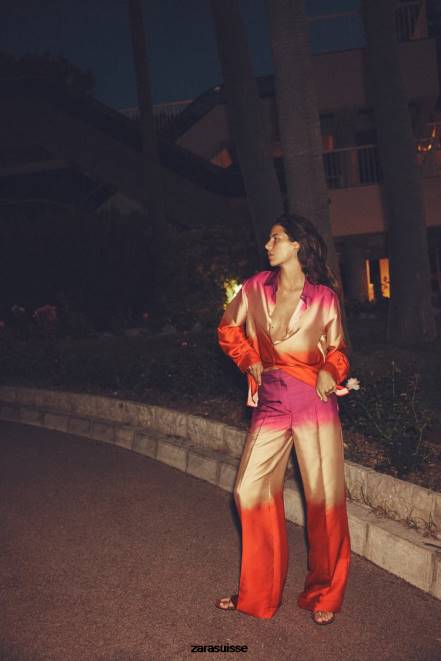 Zara vêtements P66V436 femmes chemise à imprimé tie-dye multicolore