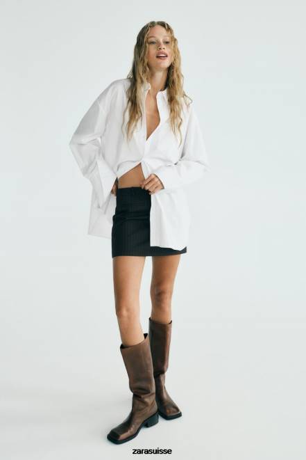 Zara vêtements P66V443 femmes chemise surdimensionnée blanc
