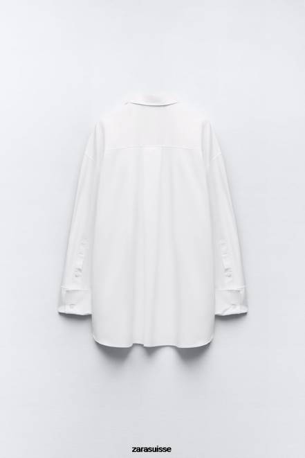 Zara vêtements P66V443 femmes chemise surdimensionnée blanc