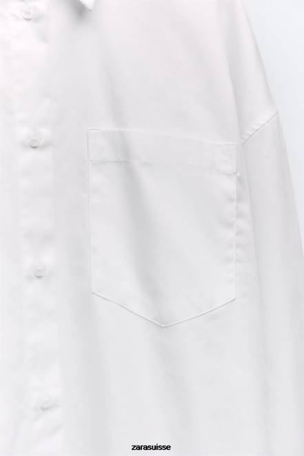 Zara vêtements P66V443 femmes chemise surdimensionnée blanc