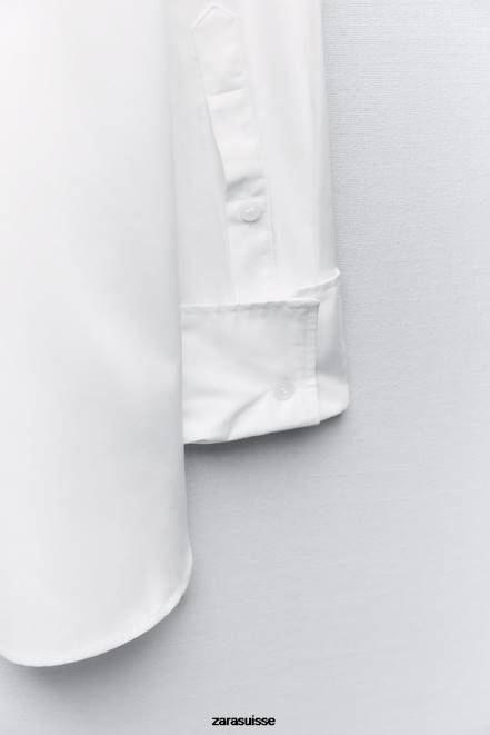 Zara vêtements P66V443 femmes chemise surdimensionnée blanc