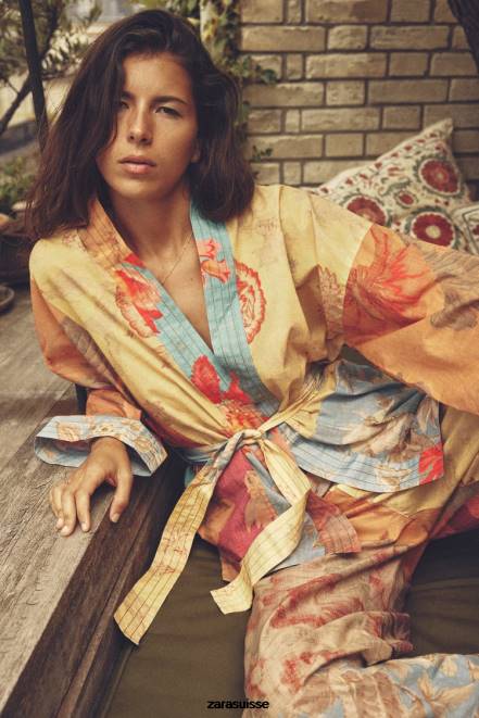 Zara vêtements P66V449 femmes blouse à imprimé patchwork multicolore