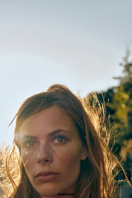 Zara vêtements P66V452 femmes chemise asymétrique en jean trf bleu