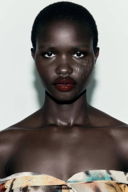 Zara vêtements P66V458 femmes chemise en tulle à imprimé tie-dye des oranges