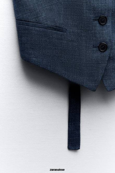 Zara vêtements P66V189 femmes zw collection gilet cache-cœur indigo