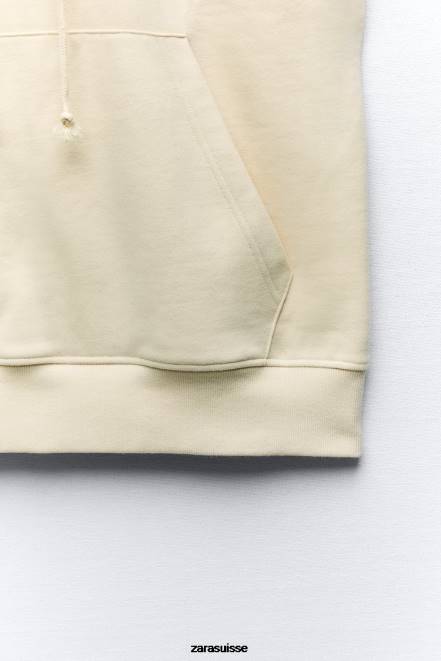 Zara vêtements P66V195 femmes gilet à capuche surdimensionné en peluche écru