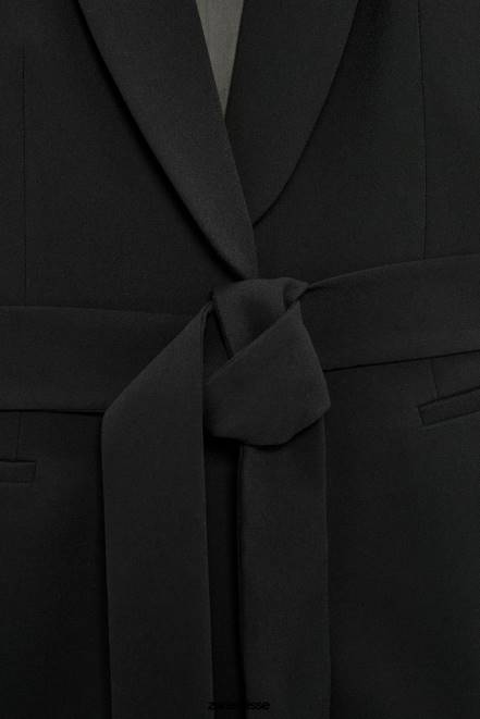Zara vêtements P66V198 femmes gilet de smoking ceinturé noir