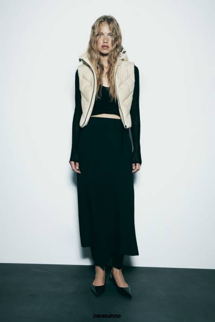 Zara vêtements P66V199 femmes doudoune coupe-vent hydrofuge noir blanc