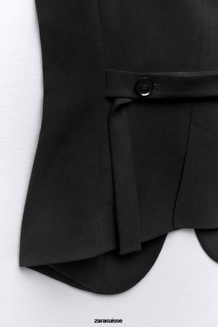 Zara vêtements P66V201 femmes gilet boutonné ajusté noir