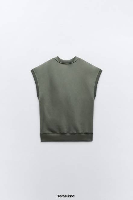 Zara vêtements P66V202 femmes gilet en peluche kaki