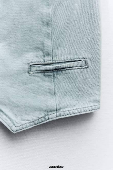 Zara vêtements P66V205 femmes gilet court en jean z1975 gris