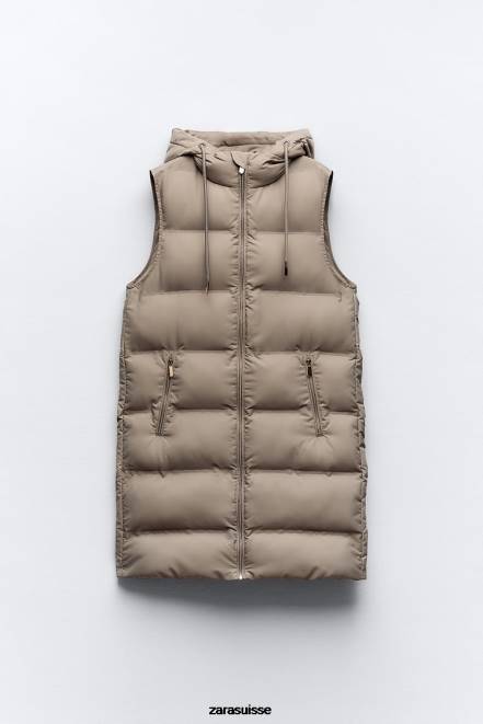 Zara vêtements P66V206 femmes doudoune coupe-vent hydrofuge vison