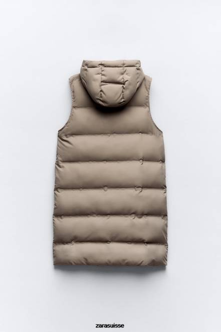 Zara vêtements P66V206 femmes doudoune coupe-vent hydrofuge vison