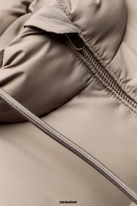 Zara vêtements P66V206 femmes doudoune coupe-vent hydrofuge vison