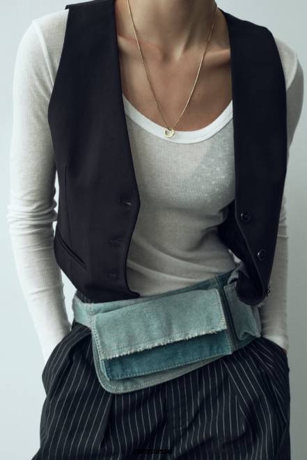 Zara vêtements P66V207 femmes gilet ajusté court noir