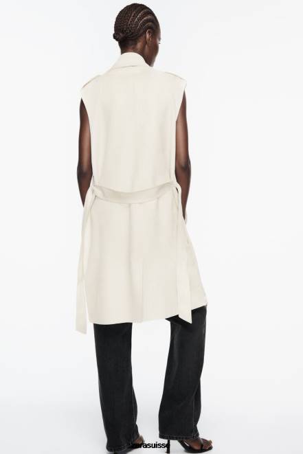 Zara vêtements P66V208 femmes gilet long en faux suède écru
