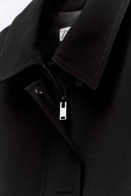 Zara vêtements P66V215 femmes gilet col chemise avec poches noir