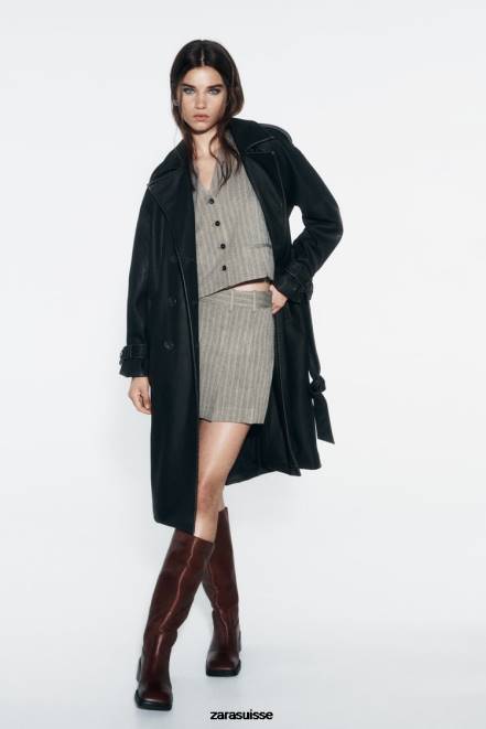 Zara vêtements P66V218 femmes gilet à chevrons marnes grises