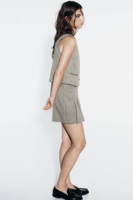 Zara vêtements P66V218 femmes gilet à chevrons marnes grises