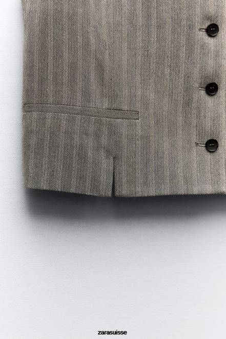 Zara vêtements P66V218 femmes gilet à chevrons marnes grises