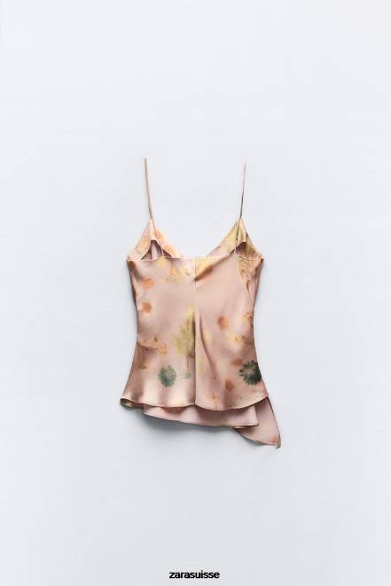 Zara vêtements P66V255 femmes haut en dentelle imprimée multicolore