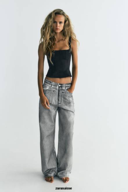 Zara vêtements P66V263 femmes haut extensible noir