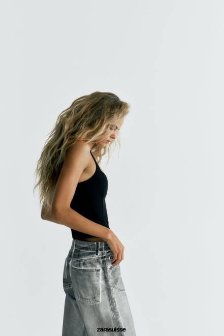 Zara vêtements P66V263 femmes haut extensible noir