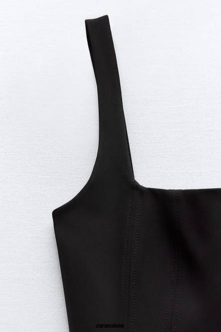 Zara vêtements P66V263 femmes haut extensible noir