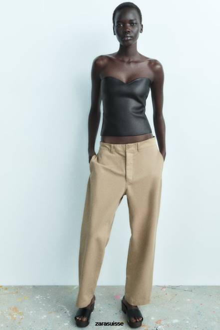 Zara vêtements P66V267 femmes haut bustier en maille noir