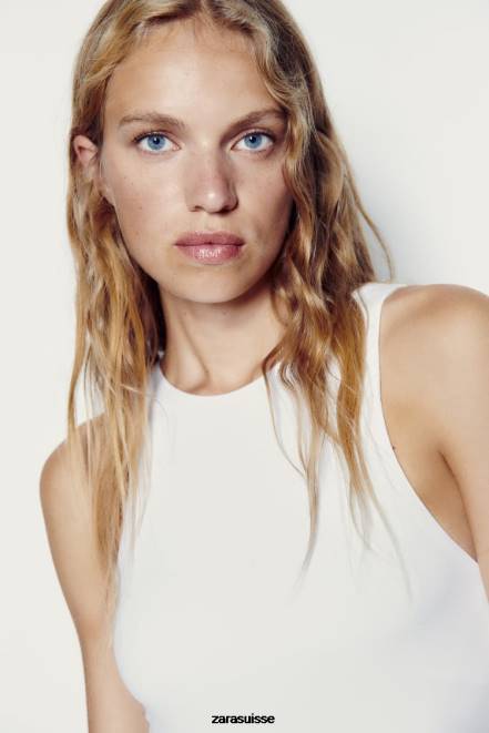 Zara vêtements P66V270 femmes body dos nu blanc