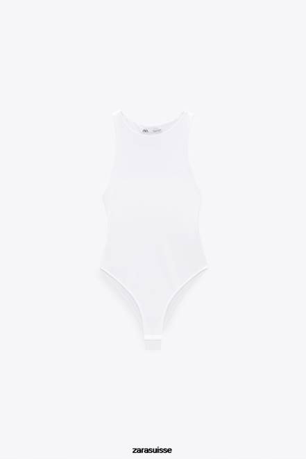 Zara vêtements P66V270 femmes body dos nu blanc