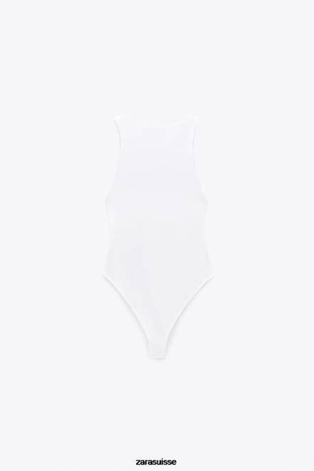 Zara vêtements P66V270 femmes body dos nu blanc