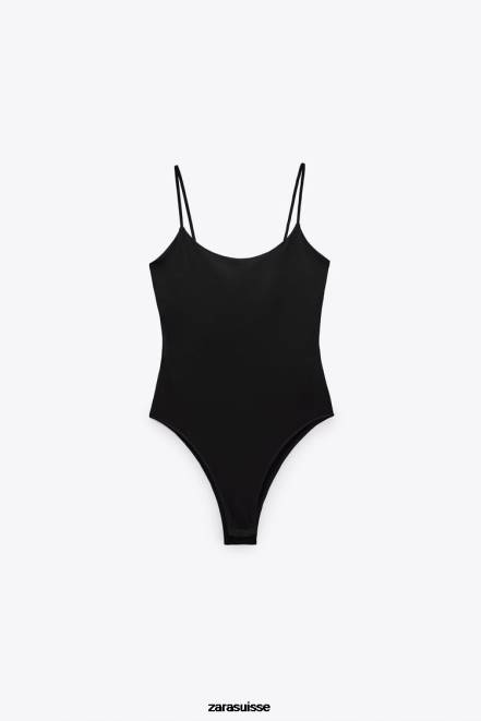 Zara vêtements P66V283 femmes body à bretelles noir