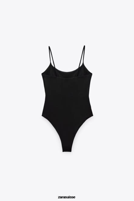 Zara vêtements P66V283 femmes body à bretelles noir