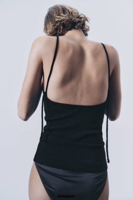 Zara vêtements P66V830 femmes débardeur en tricot noir