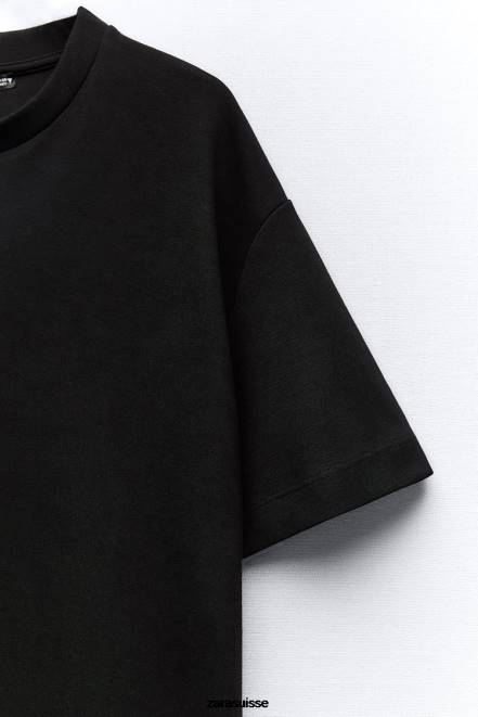 Zara vêtements P66V461 femmes t-shirt surdimensionné noir
