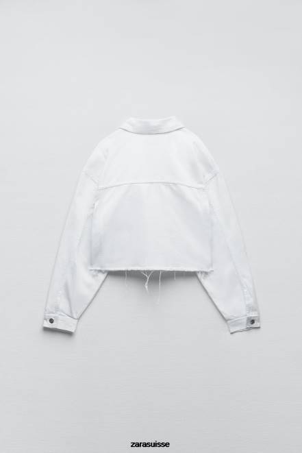 Zara vêtements P66V103 femmes veste en jean déchirée z1975 blanc