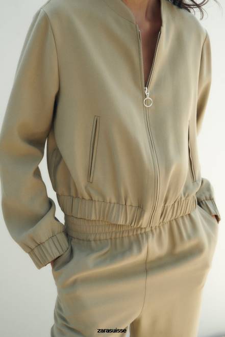 Zara vêtements P66V106 femmes blouson aviateur fluide kaki