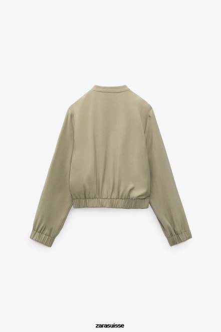 Zara vêtements P66V106 femmes blouson aviateur fluide kaki