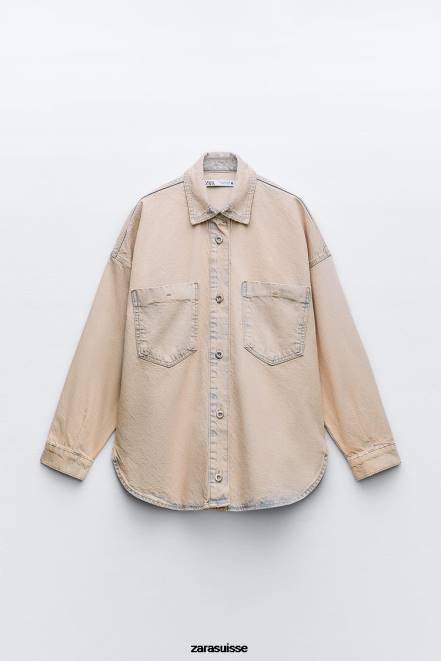 Zara vêtements P66V10 femmes veste en jean surteinte z1975 rose