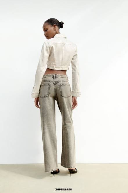 Zara vêtements P66V120 femmes veste courte métallisée argent