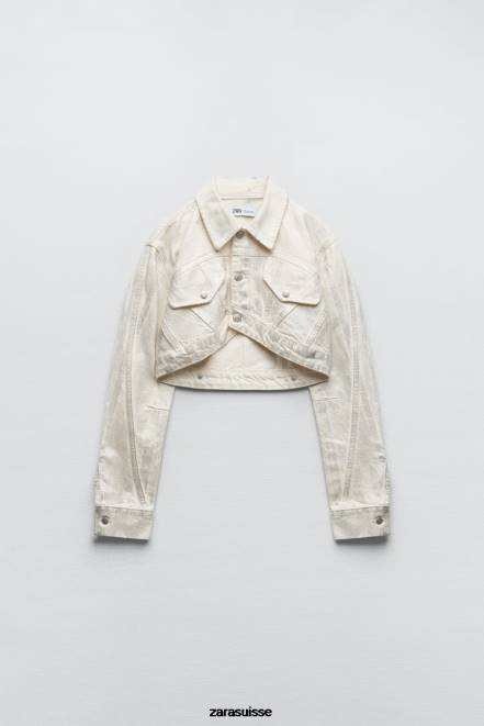 Zara vêtements P66V120 femmes veste courte métallisée argent