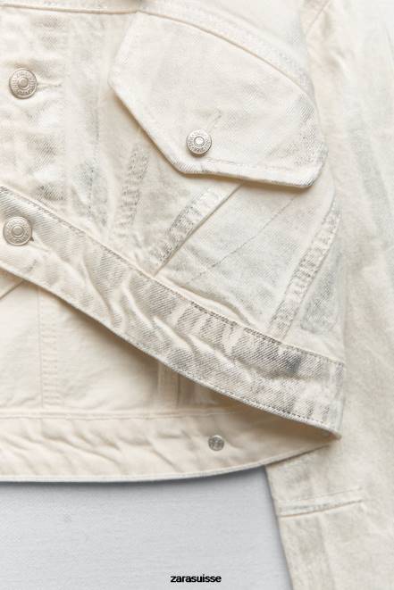 Zara vêtements P66V120 femmes veste courte métallisée argent