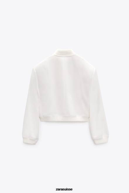 Zara vêtements P66V127 femmes bombardier à poche maxi écru