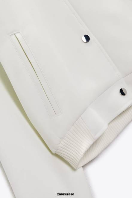 Zara vêtements P66V137 femmes bombardier court écru