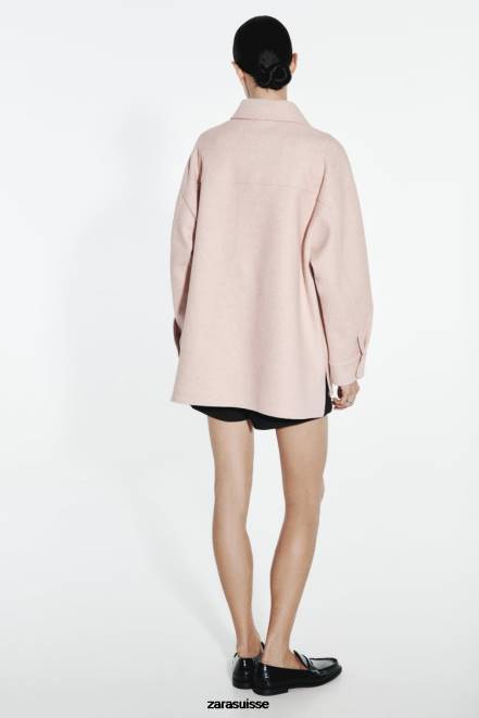 Zara vêtements P66V13 femmes surchemise douce rose