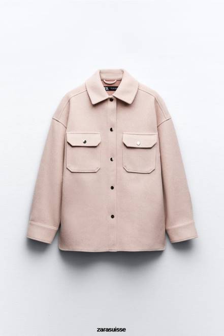 Zara vêtements P66V13 femmes surchemise douce rose